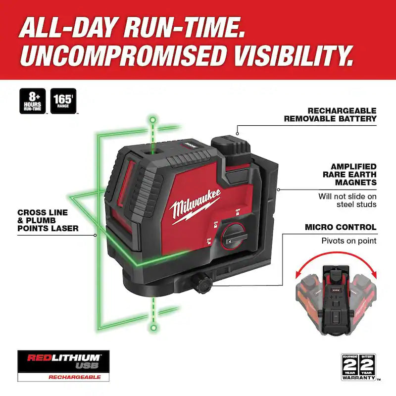Green 100 ft. Rechargeable Laser Level X678958