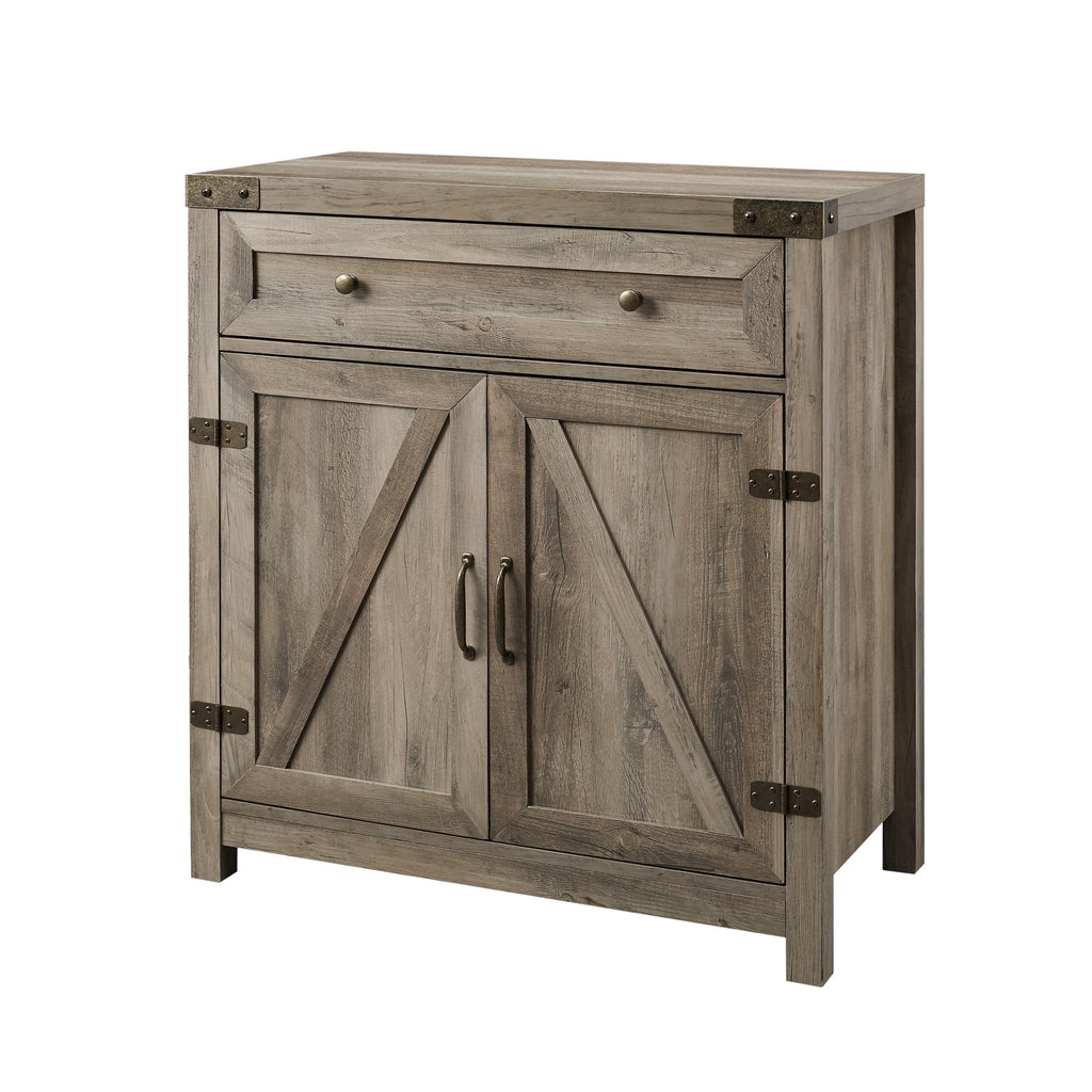 Grey Wash Sliding Barn Door Accent Cabinet W7309