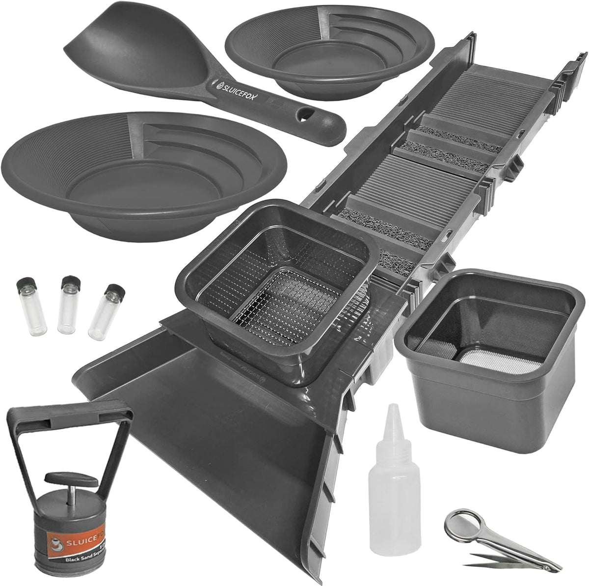 Compact Gold Panning Kit with 2 Classifier Sifting Pans (Black) J723894