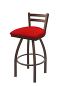 Low Back Swivel Bar Stool with Bronze Finish and Red Seat Y494136