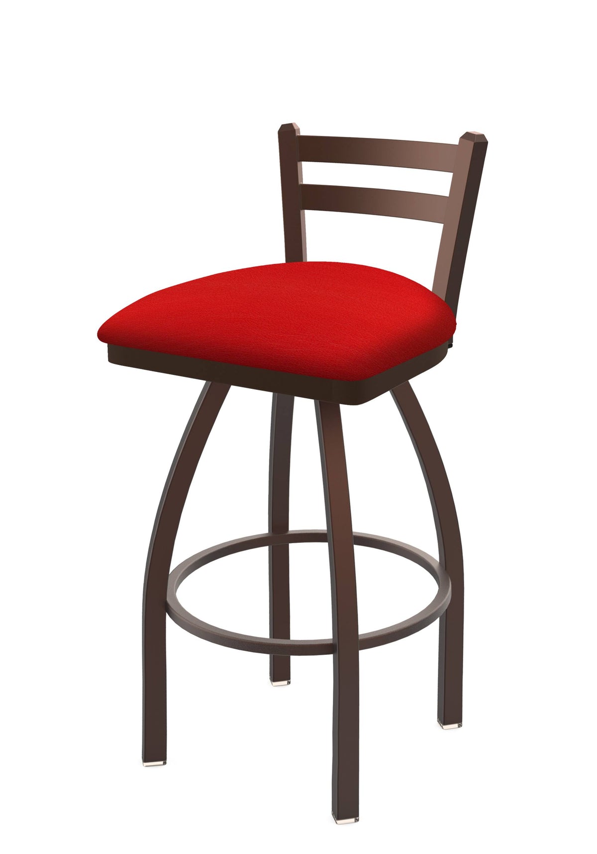 Low Back Swivel Bar Stool with Bronze Finish and Red Seat Y494136