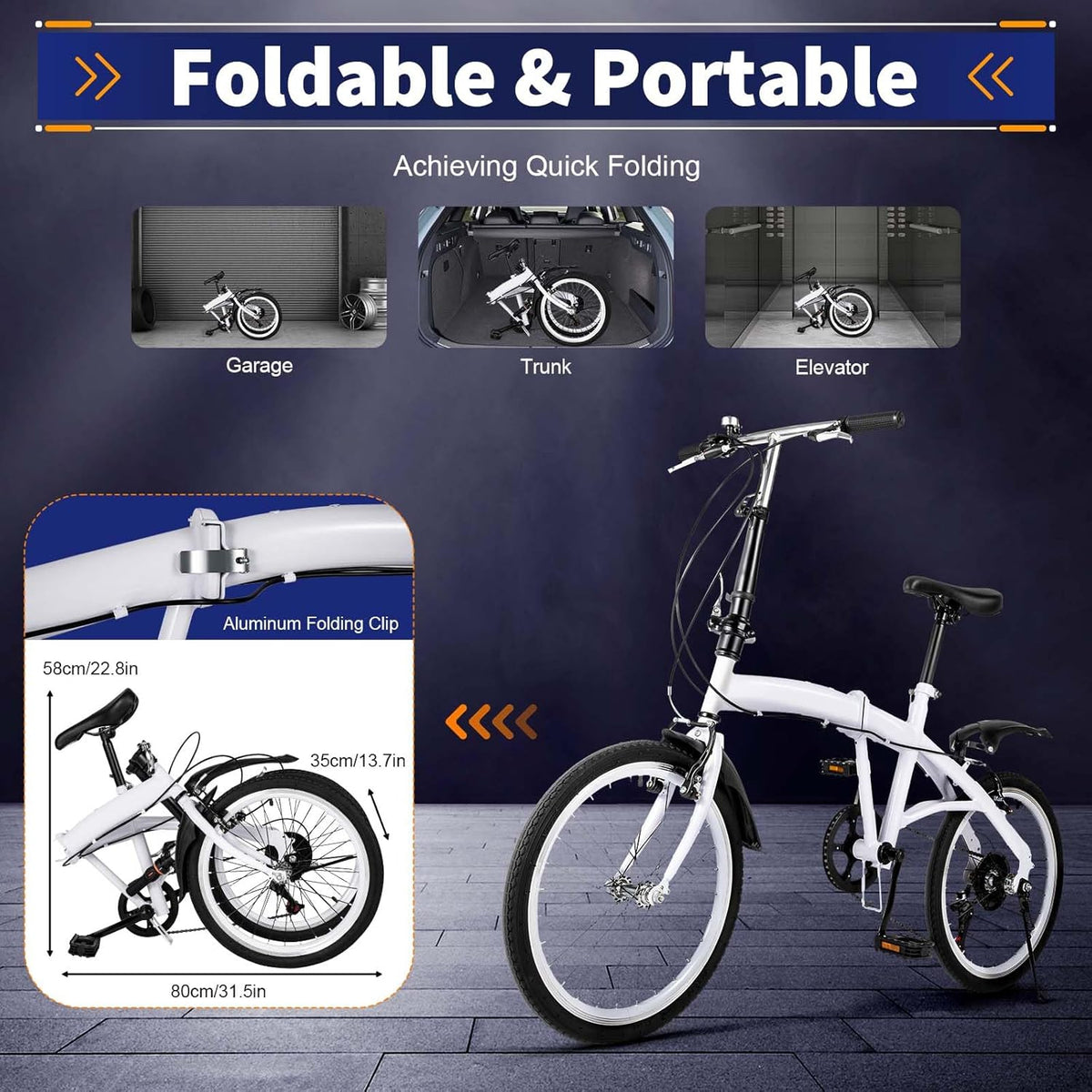20" Folding Kids Bike 6 Speed High-Carbon Steel MTB Bicycle with Fenders, Height Adjustable Max Weight 90KG Dual Disc Brake Non-Slip T917