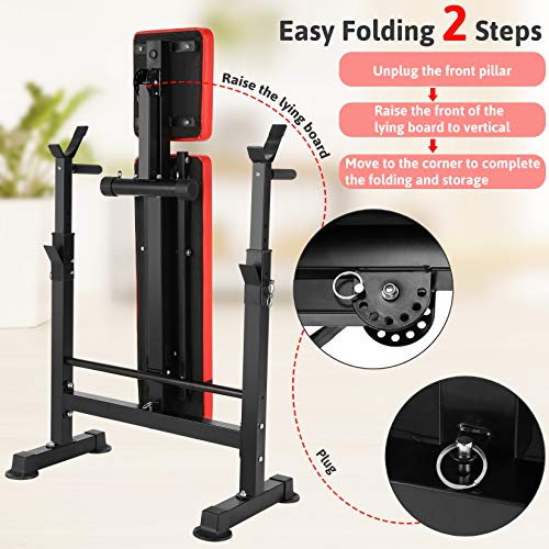 Adjustable 6 in 1 Weight Bench with Squat Barbell Rack U3593