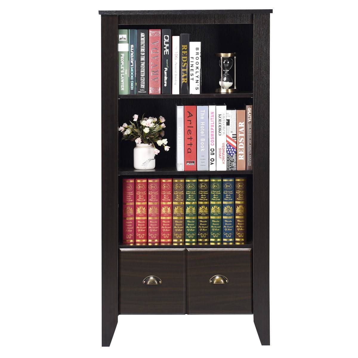 Antique Organizer Bookcase with 2 Drawers A639
