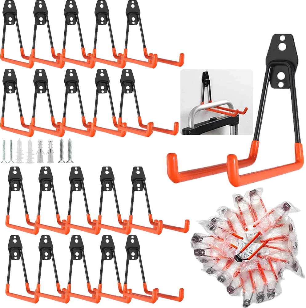 20 Pcs Heavy Duty Wall Mount Utility Hooks with Anti-Slip Coating D90812