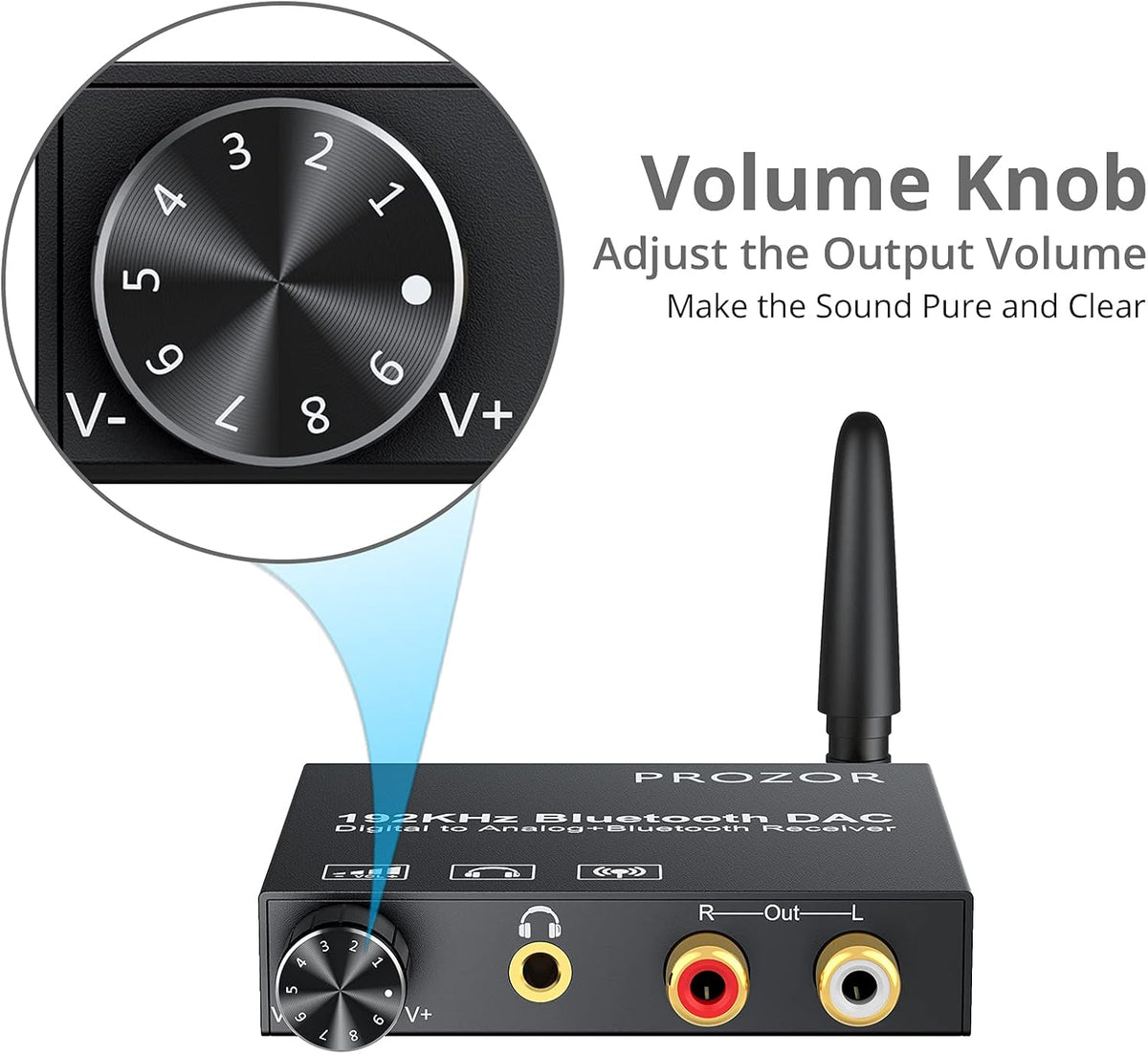 192kHz Digital to Analog Audio Converter with Bluetooth Receiver, Optical Coaxial to Stereo Analog RCA & 3.5mm P745432