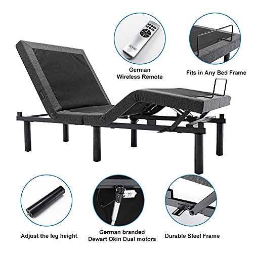 Adjustable Bed Frame Twin XL with Dual Motors and Wireless Remote Control L6139