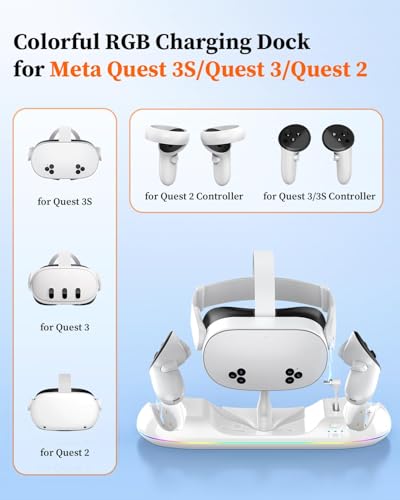 20W Magnetic Charging Station for VR Headset & Controllers with 2X2100mAh Batteries O374026