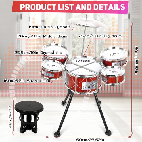 Kids Drum Set with 5 Drums Musical Instrument H177