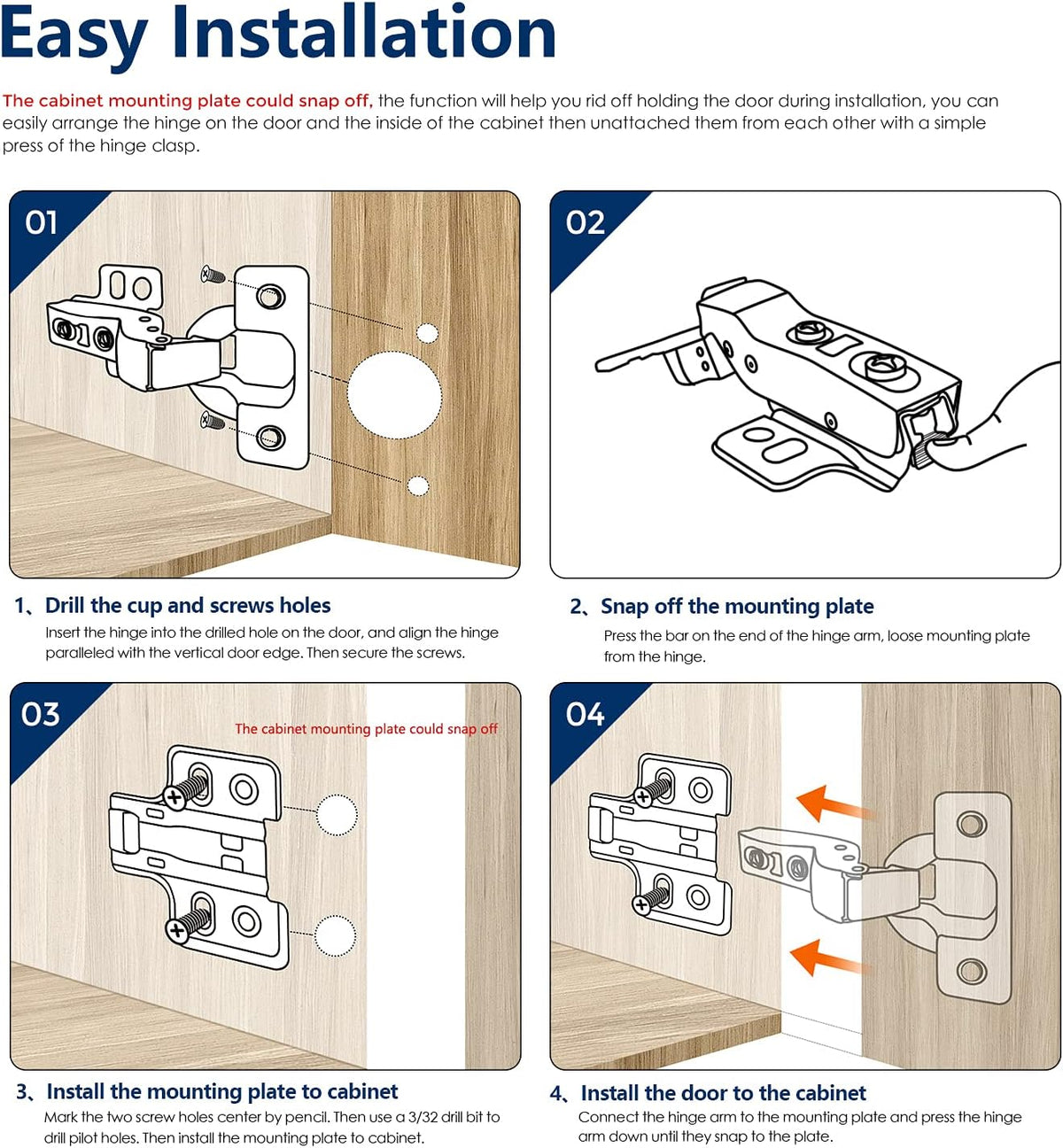 60 Pack 30 Pairs Soft Close Full Overlay Cabinet Door Hinges Z74479