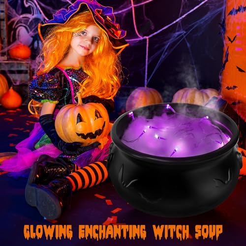 Black Plastic Cauldron with Lights J5236
