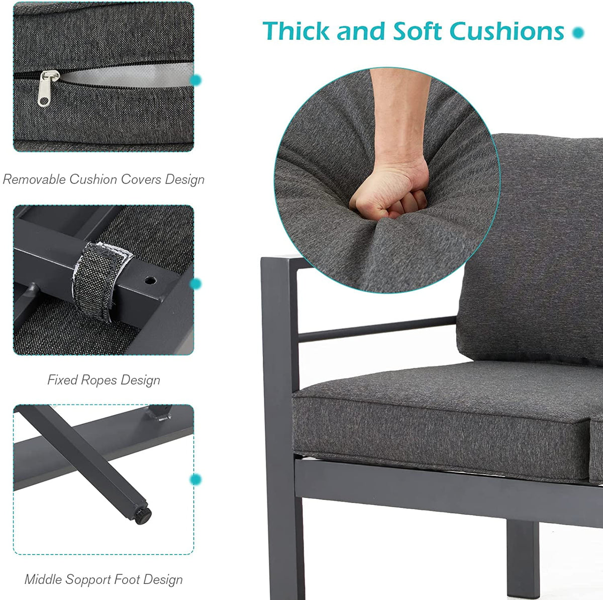 7 Pieces Aluminum Sectional Sofa Set B47271