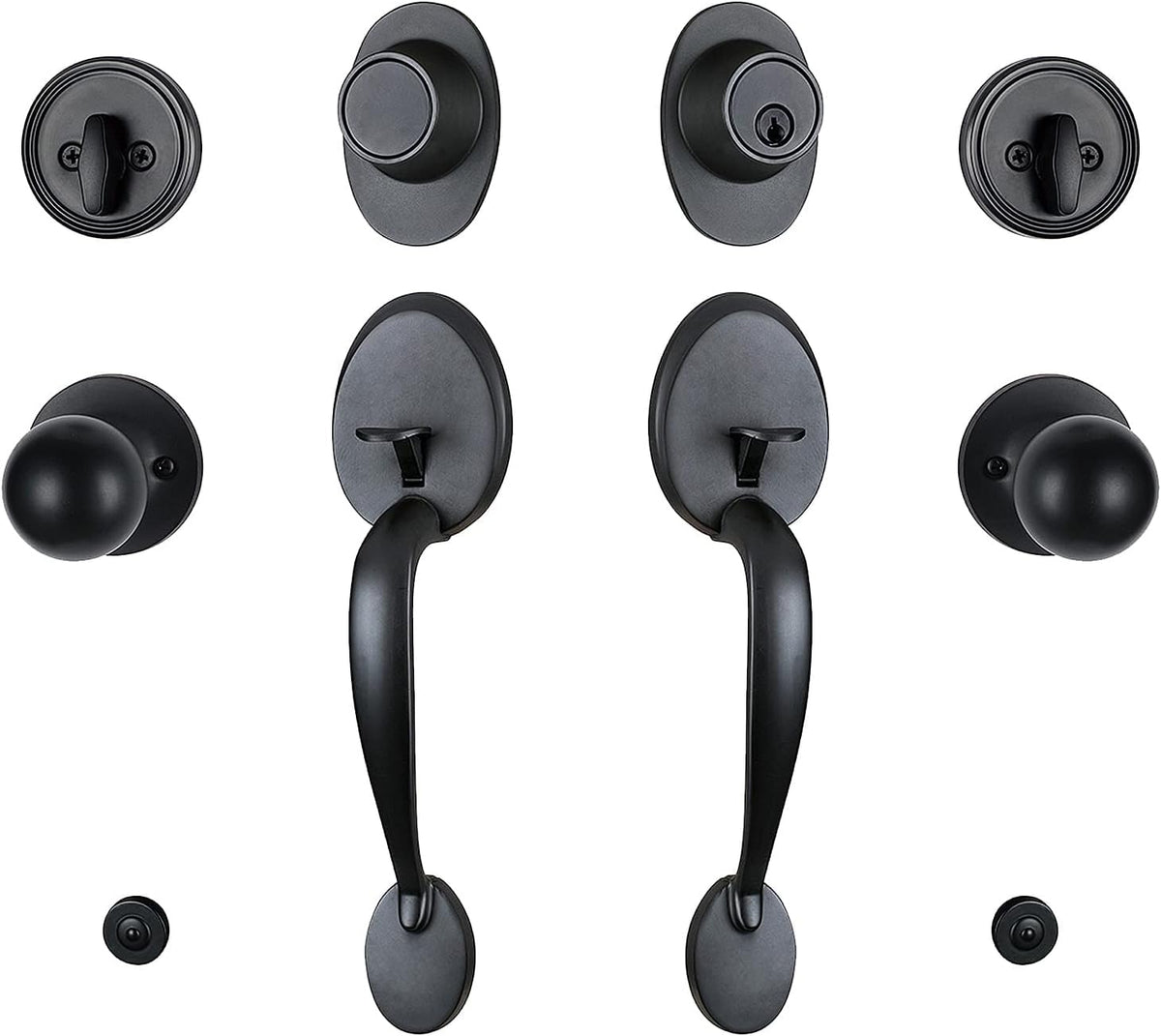 Iron Black Keyed Entry Door Handleset with Deadbolt and Knob Handle K336