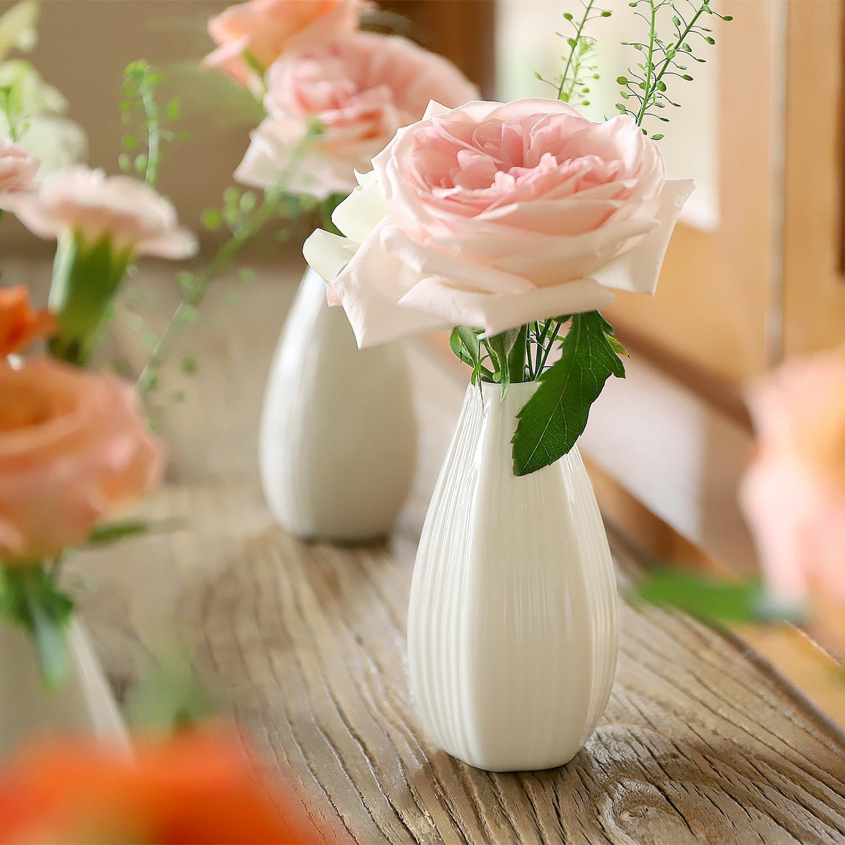 Mini Ceramic Vase Set of 10 White C30506