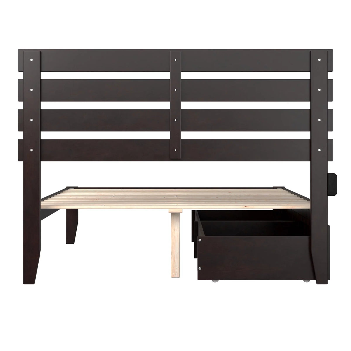 Modern Wood Full Bed with 2 Drawers W762