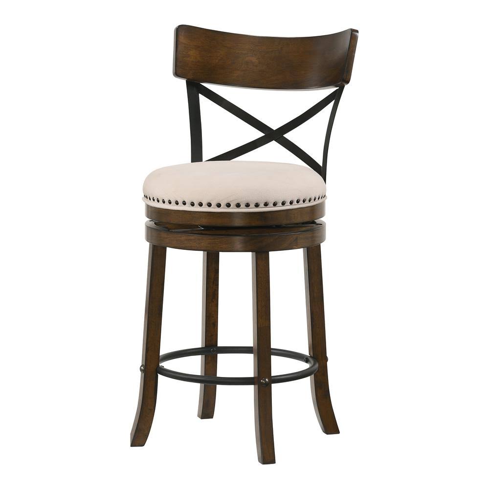 Live Edge Oak and Black Low Back Wood Counter Height Bar Stool Set of 2 W307