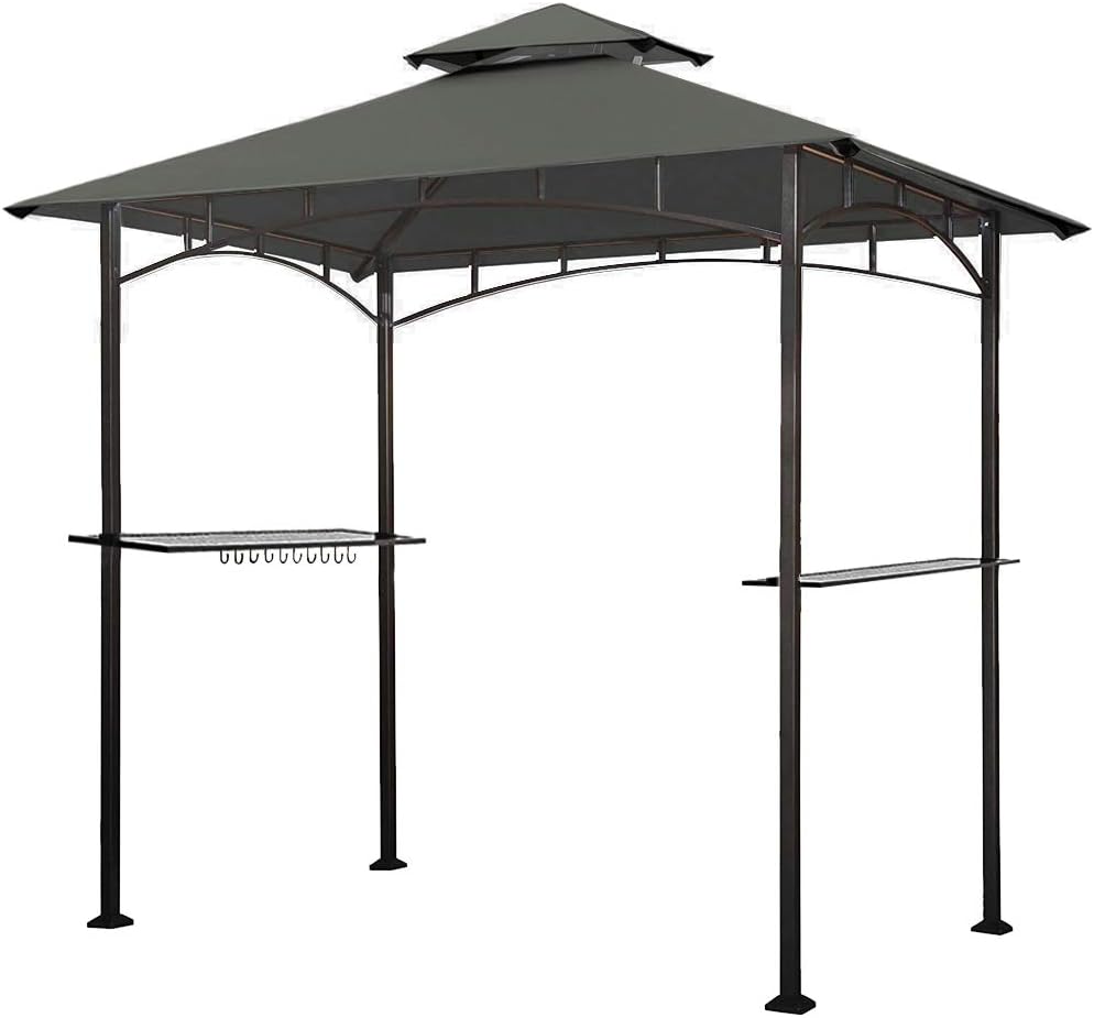 5x8 Grill Gazebo with Double Tier Canopy and Steel Frame Z3842