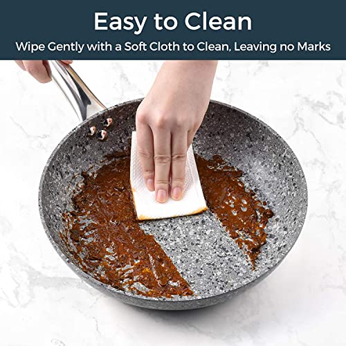 8" + 11" Gray Nonstick Granite Stone Frying Pan Set with Lids Z831