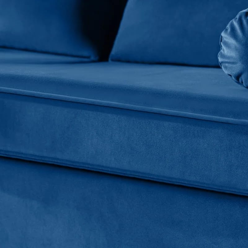Velvet 65" Loveseat Sofa with Bolster Pillows and Back Cushion O135