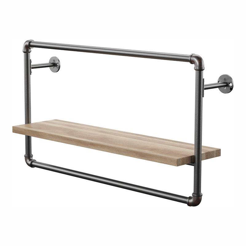 Sand Black Wood Wall Shelf H63511