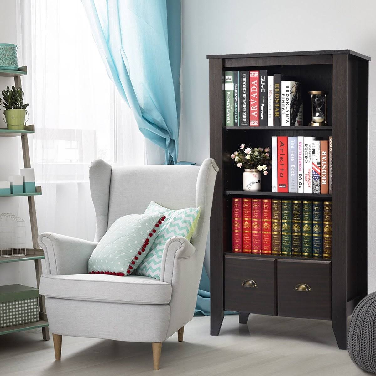 Antique Organizer Bookcase with 2 Drawers A639
