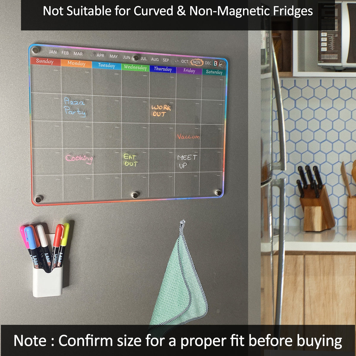 Acrylic Magnetic Fridge Calendar X6666