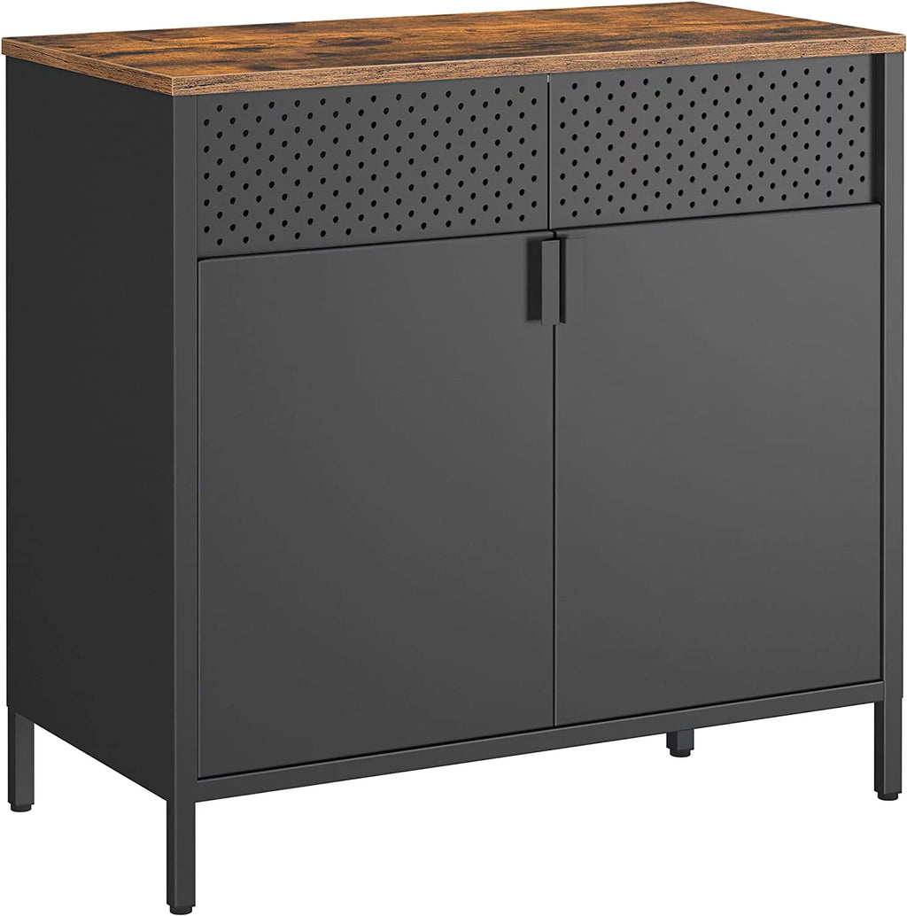 Modern Storage Cabinet Sideboard Buffet Table with Adjustable Shelves Steel Frame Q9461