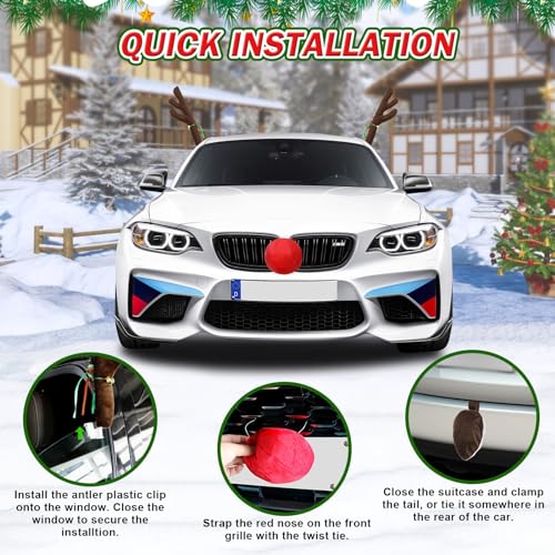 Car Reindeer Antlers with Red Nose & Tail R76656