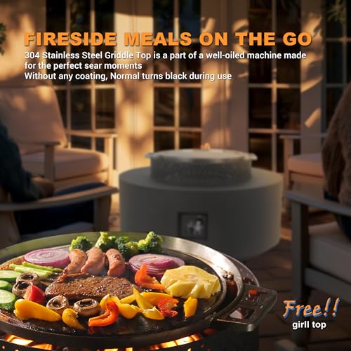 32 Inch 3-Piece Propane Fire Pit Table 65,000 BTU with Tank Side Table and Baking Sheet E7583