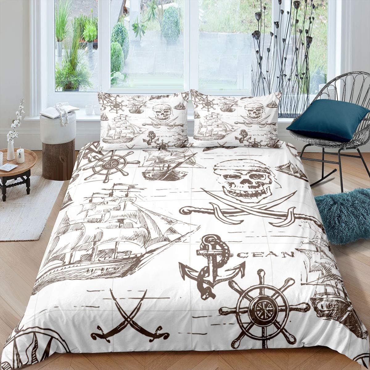 Black White Full Size Kids Football Comforter Cover Bedding Set V17602