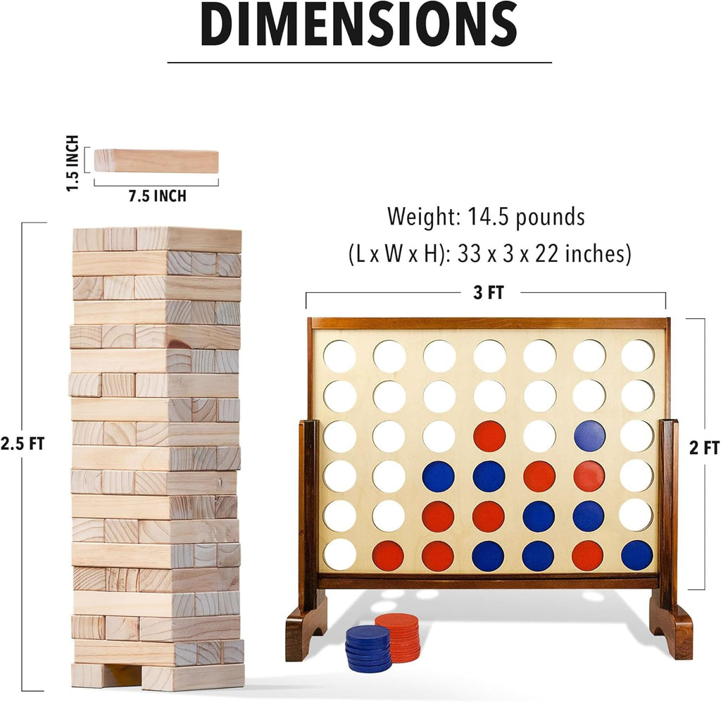 Natural Pine Wood Stacking Game with Storage Carrying Case E121