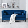 Velvet 65" Loveseat Sofa with Bolster Pillows and Back Cushion O135