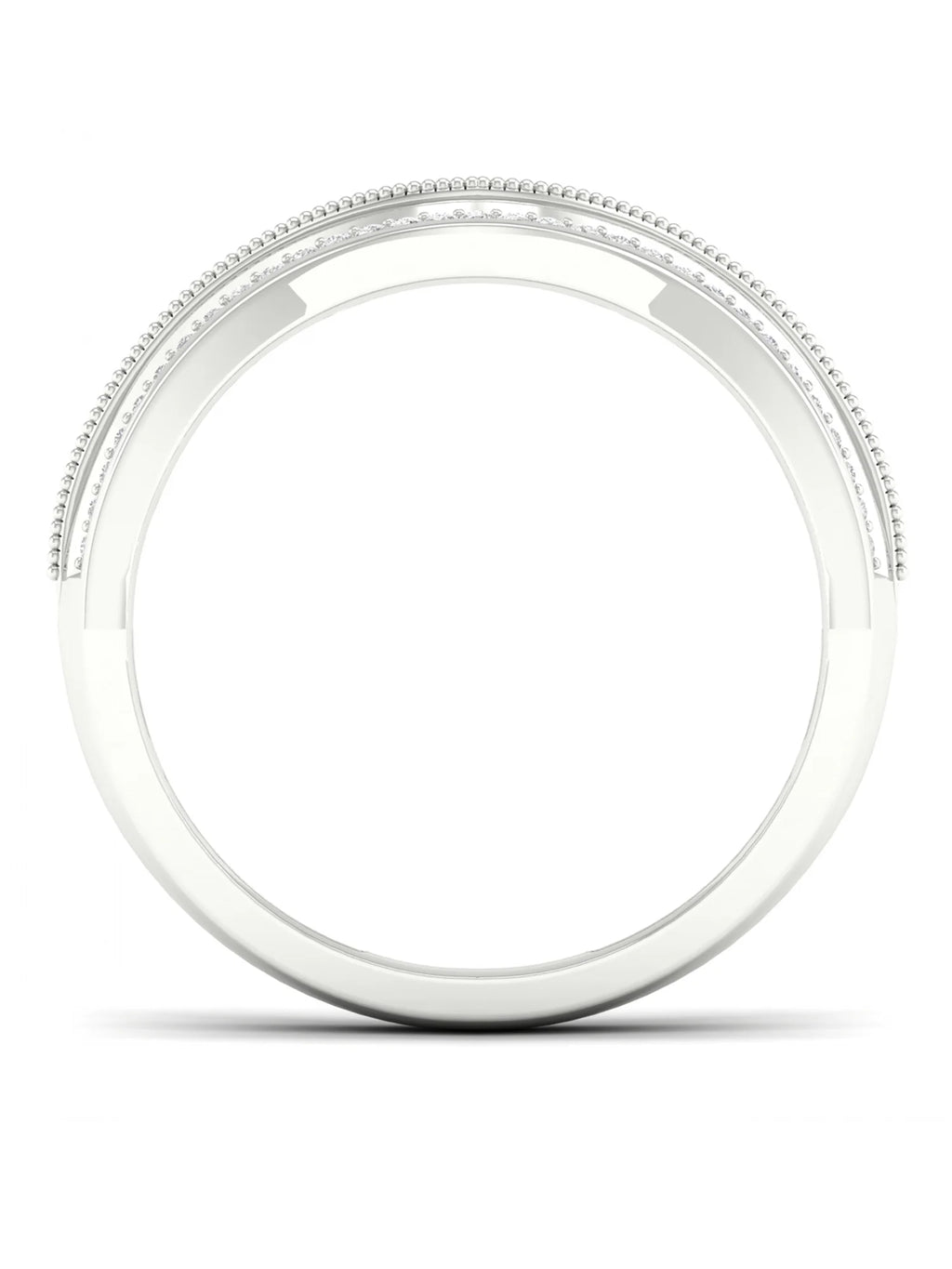 1/6Ct TDW Diamond 10k White Gold Contour Wedding Band W884