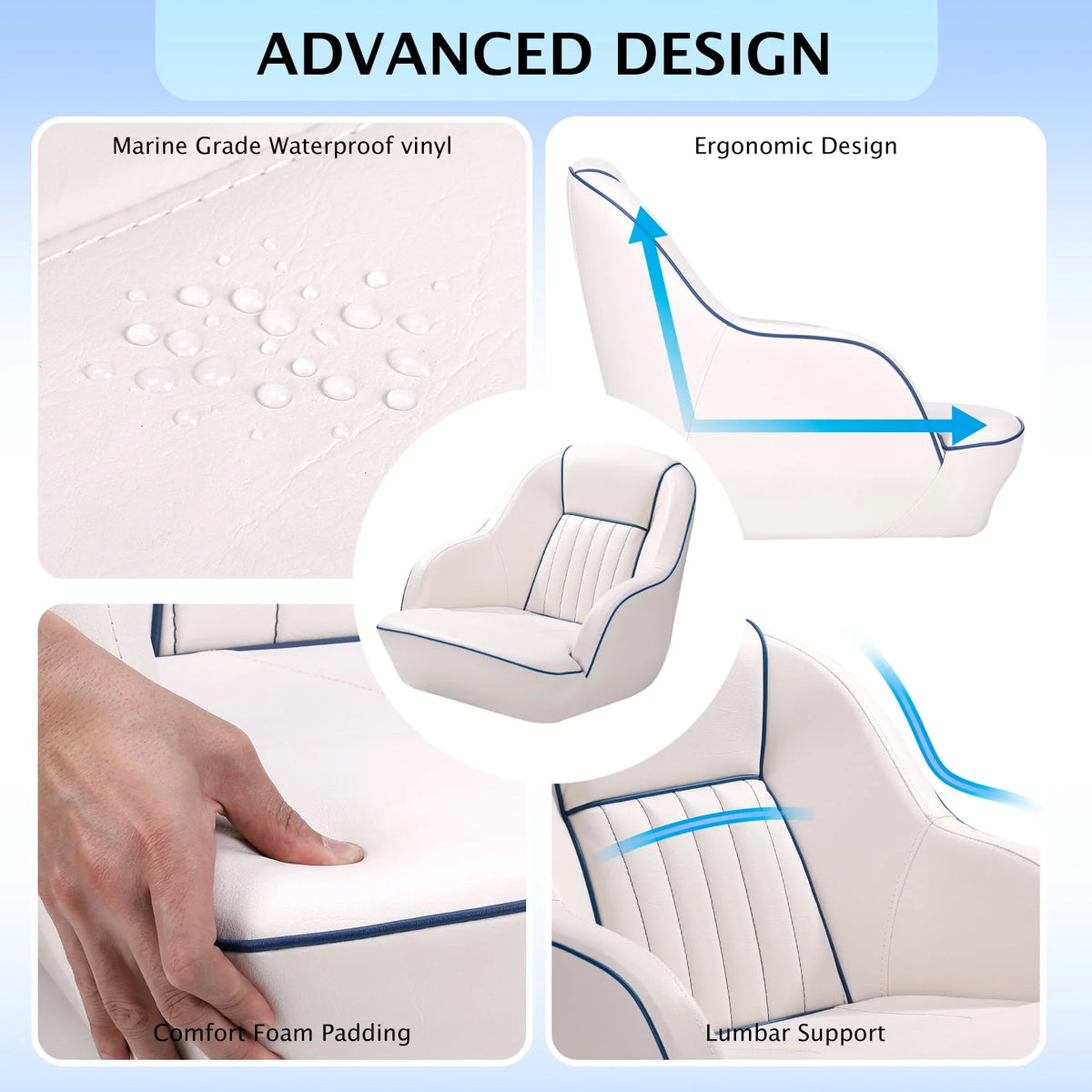 White Navy Blue Boat Seat E296