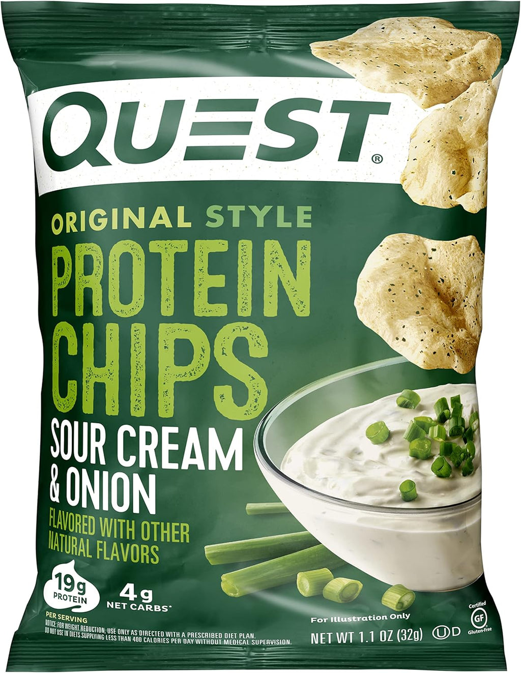 Protein Chips, Sour Cream & Onion, BBQ, 1.1 Ounce, Pack of 12 I476983