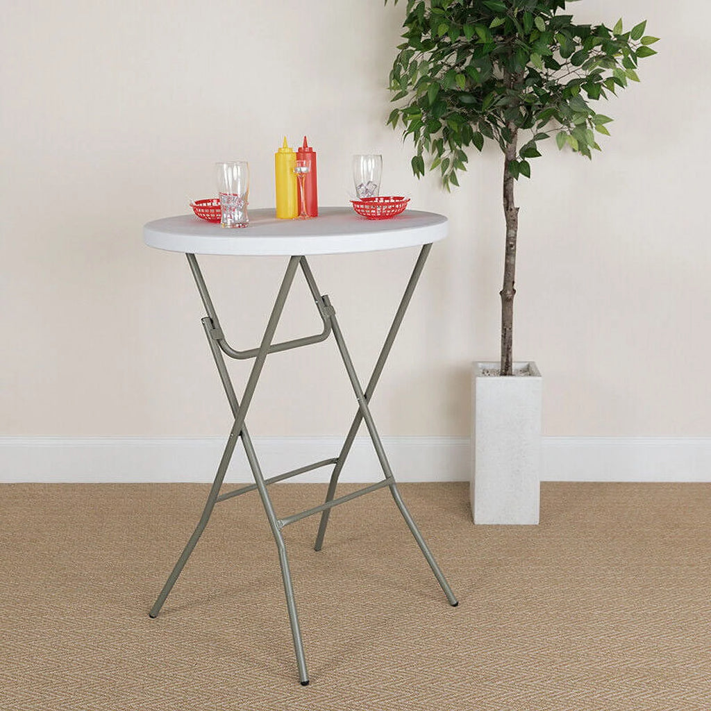 32'' Round Granite White Plastic Bar Height Folding Table F578