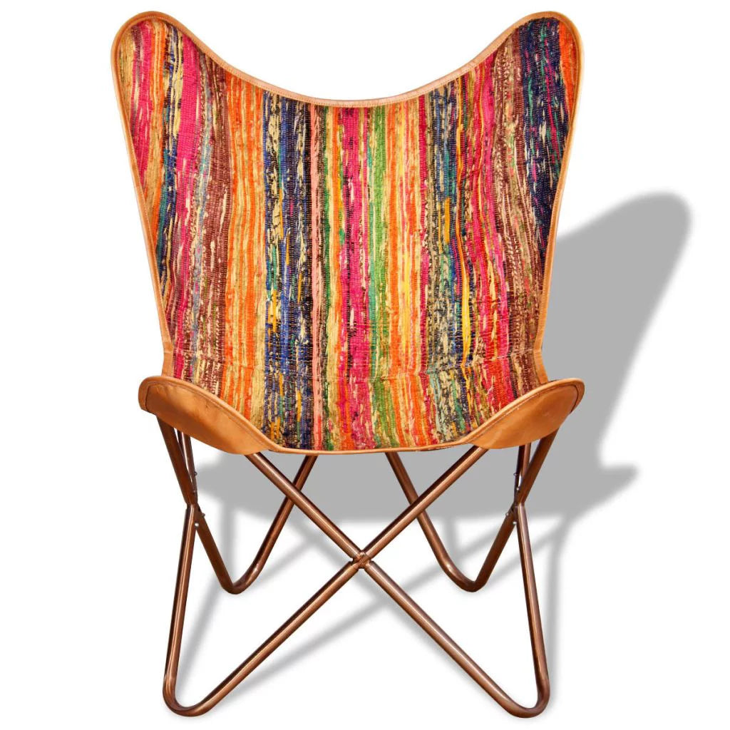 Multicolor Chindi Fabric Butterfly Chair Z906064