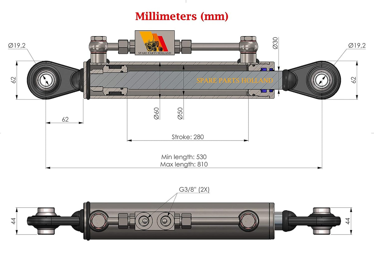 Hydraulic Top Link Cat. 1-1 with Locking Block 20 7/8” - 31 7/8” F78638