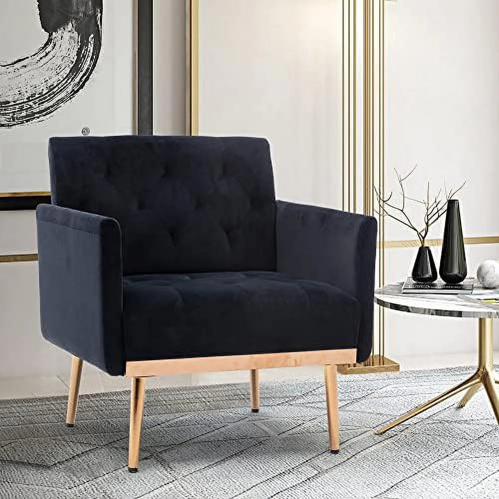 Orange Velvet Tufted Accent Chair with Metal Legs T712070