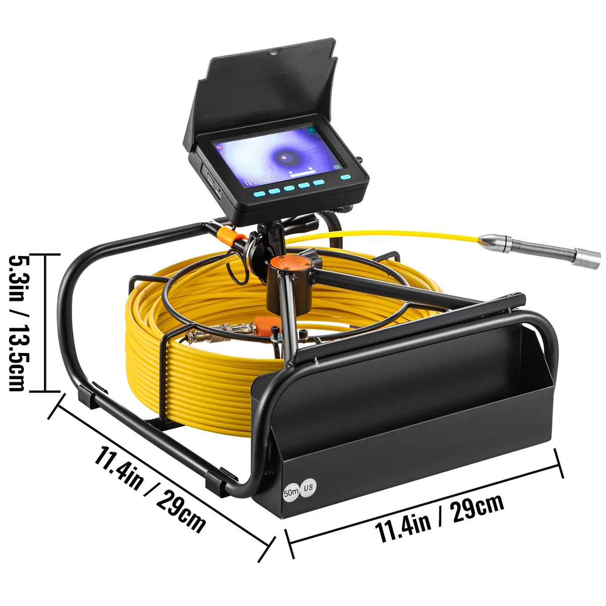 Sewer Camera 164FT Cable Pipeline Inspection Camera 4.3 Inch TFT LCD Monitor Waterproof IP68 Duct Inspection Camera with 6PCS LEDs 8500MAH Lithium Battery A6334