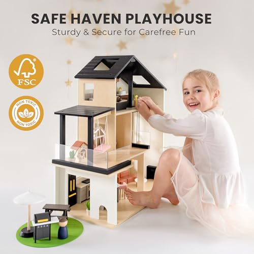 53Pcs Wooden Doll House with Furniture A684081