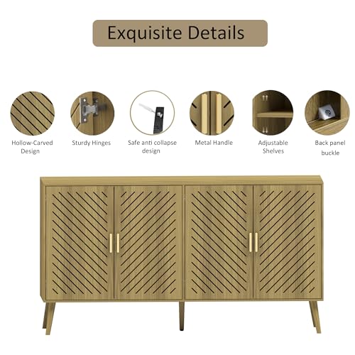 Walnut Wood Sideboard Cabinet with 4 Doors O14212