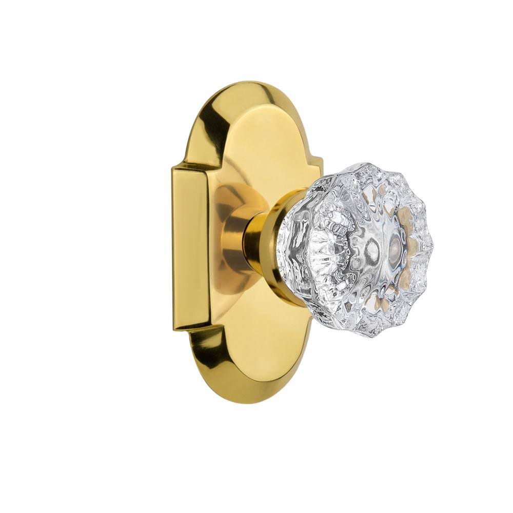 Crystal Glass Passage Door Knob with Cottage Plate Polished Brass R602229