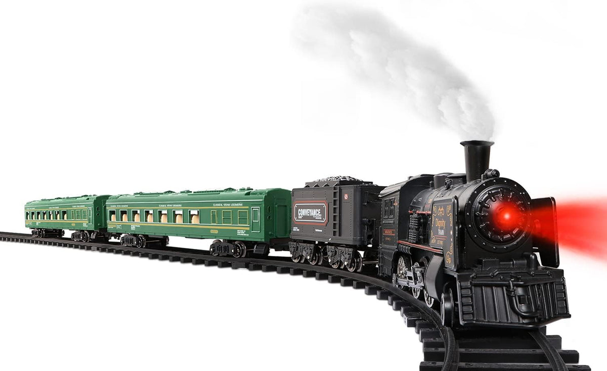 Metal Alloy Electric Train Set with Steam Locomotive, Passenger Carriages & Tracks G932