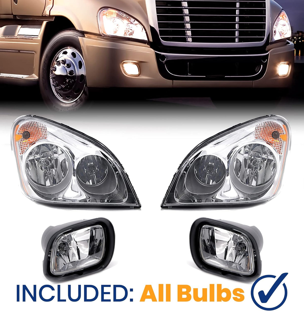 Headlight and Fog Light Lamp Set Left Right Side with Bulbs F885