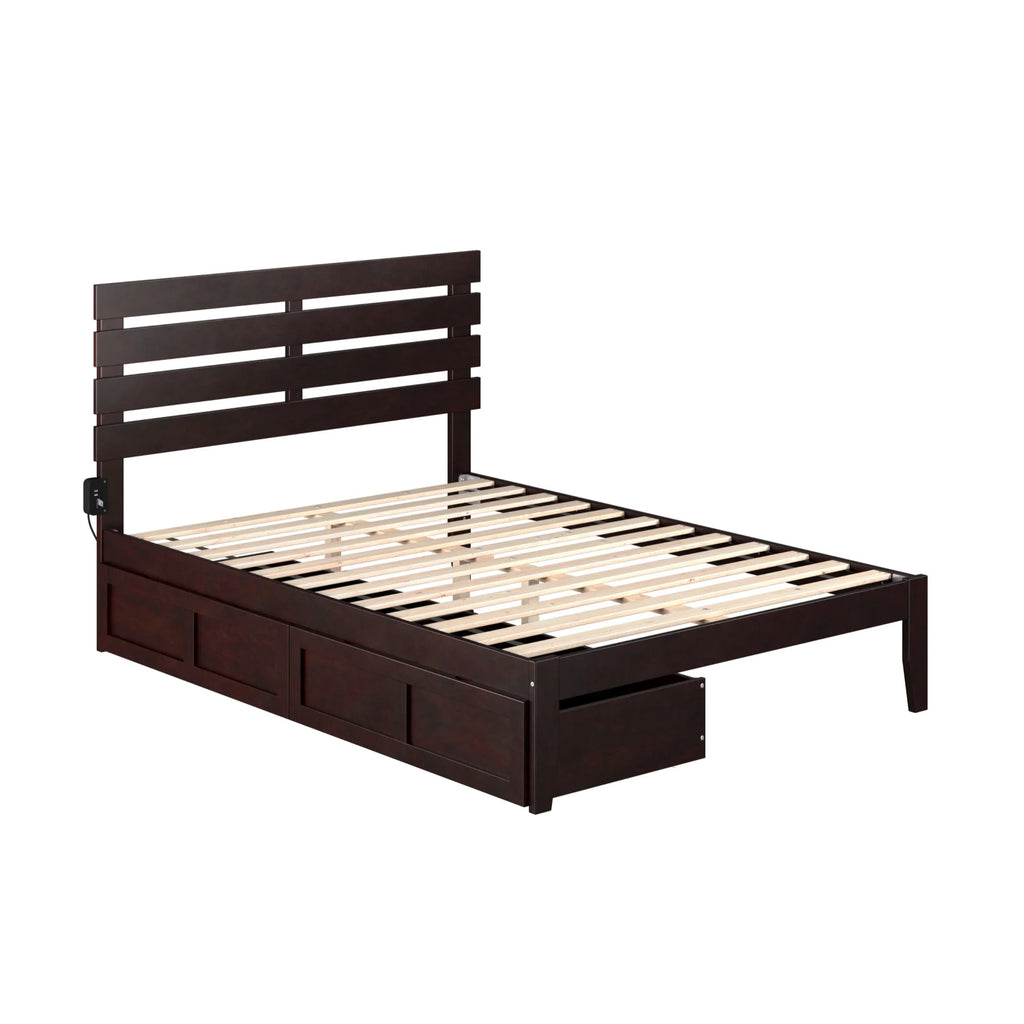 Modern Wood Full Bed with 2 Drawers W762