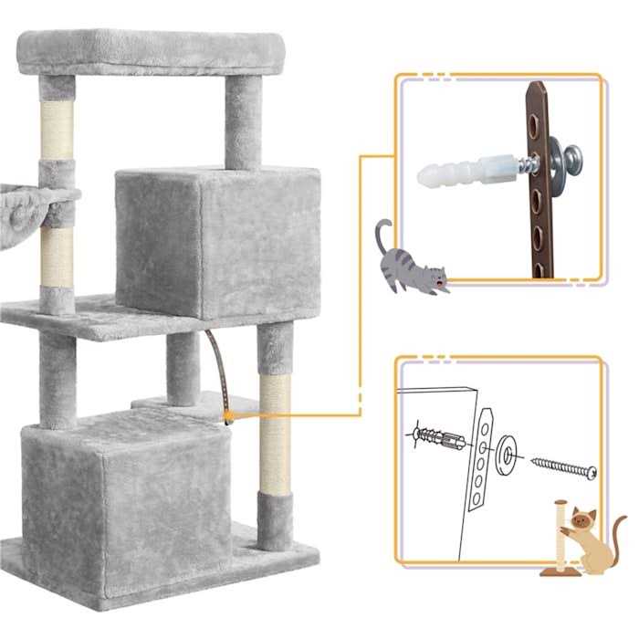 Gray Cat Tree with Two Condos A207100