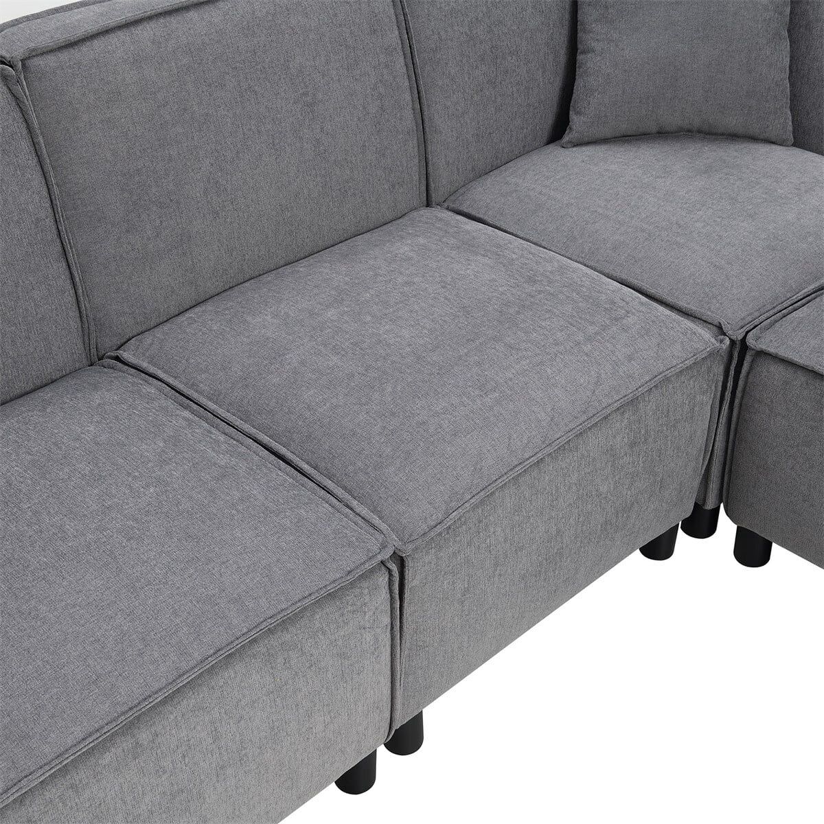 97\*74" Chenille Fabric L-shaped Sectional Sofa with Chaise Lounge Y47723