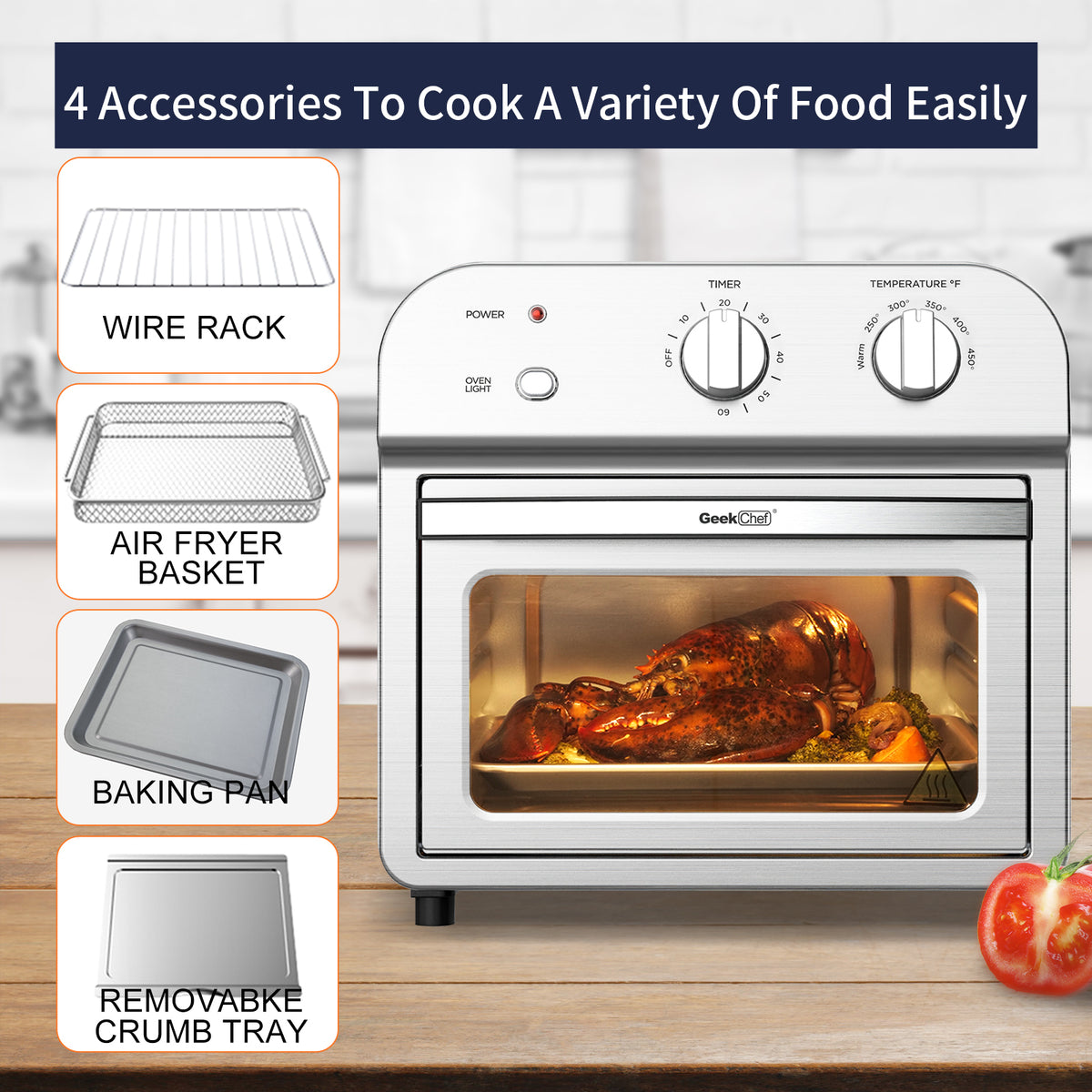 11Qt 1500W Stainless Steel Air Fryer Oven I9782
