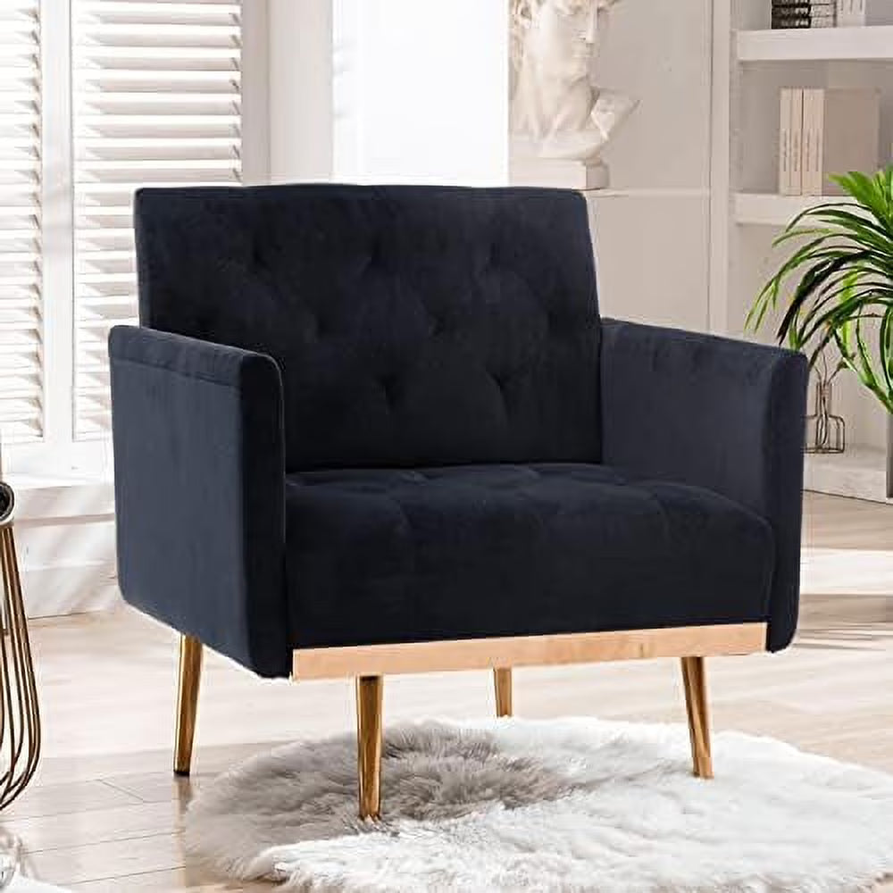 Orange Velvet Tufted Accent Chair with Metal Legs T712070